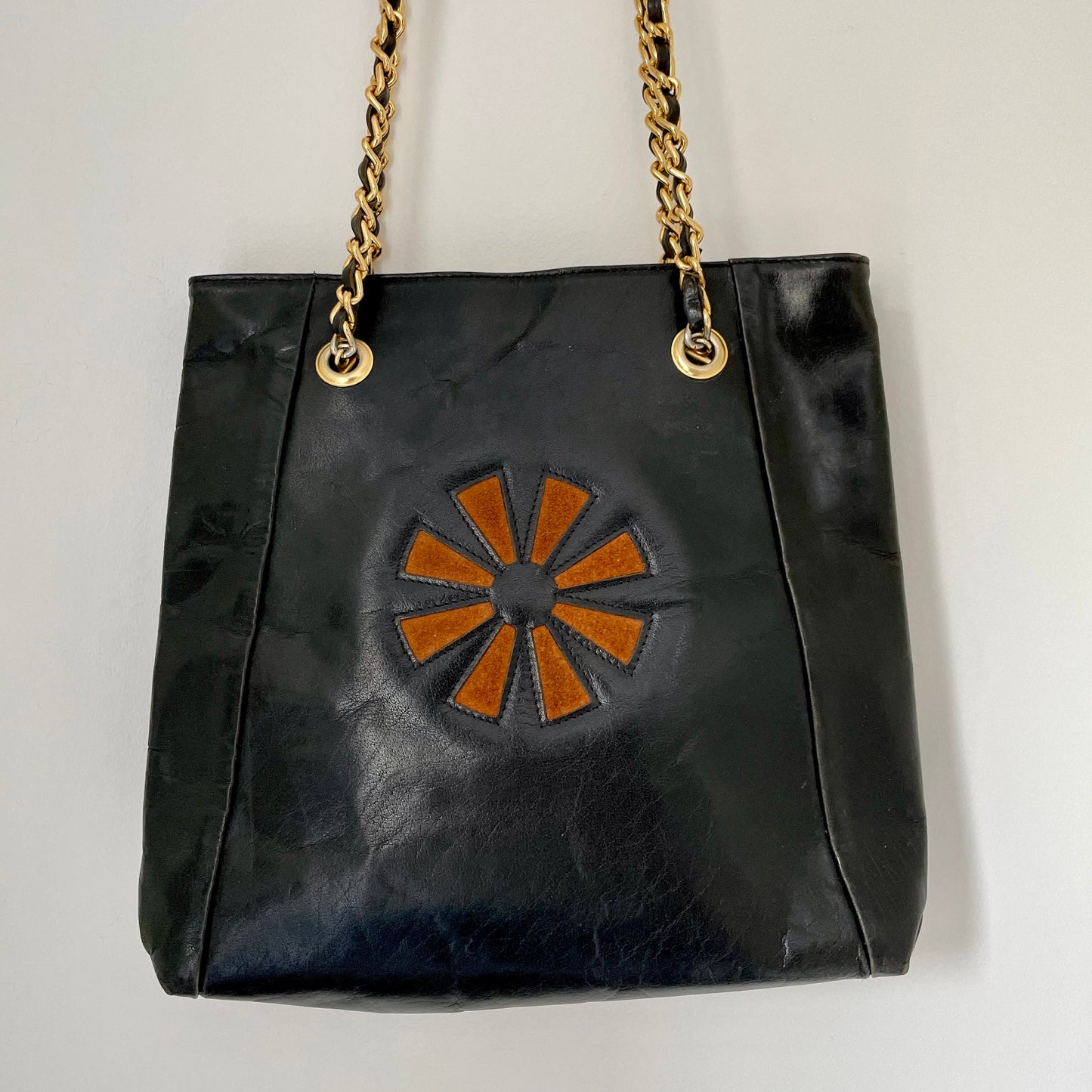 Pink Panther Leather Flower Motif Vintage Shoulder Bag