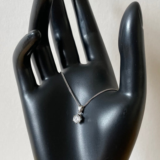Necklace Vintage Round Drop Sterling Silver 925 Pendant with Zirconia