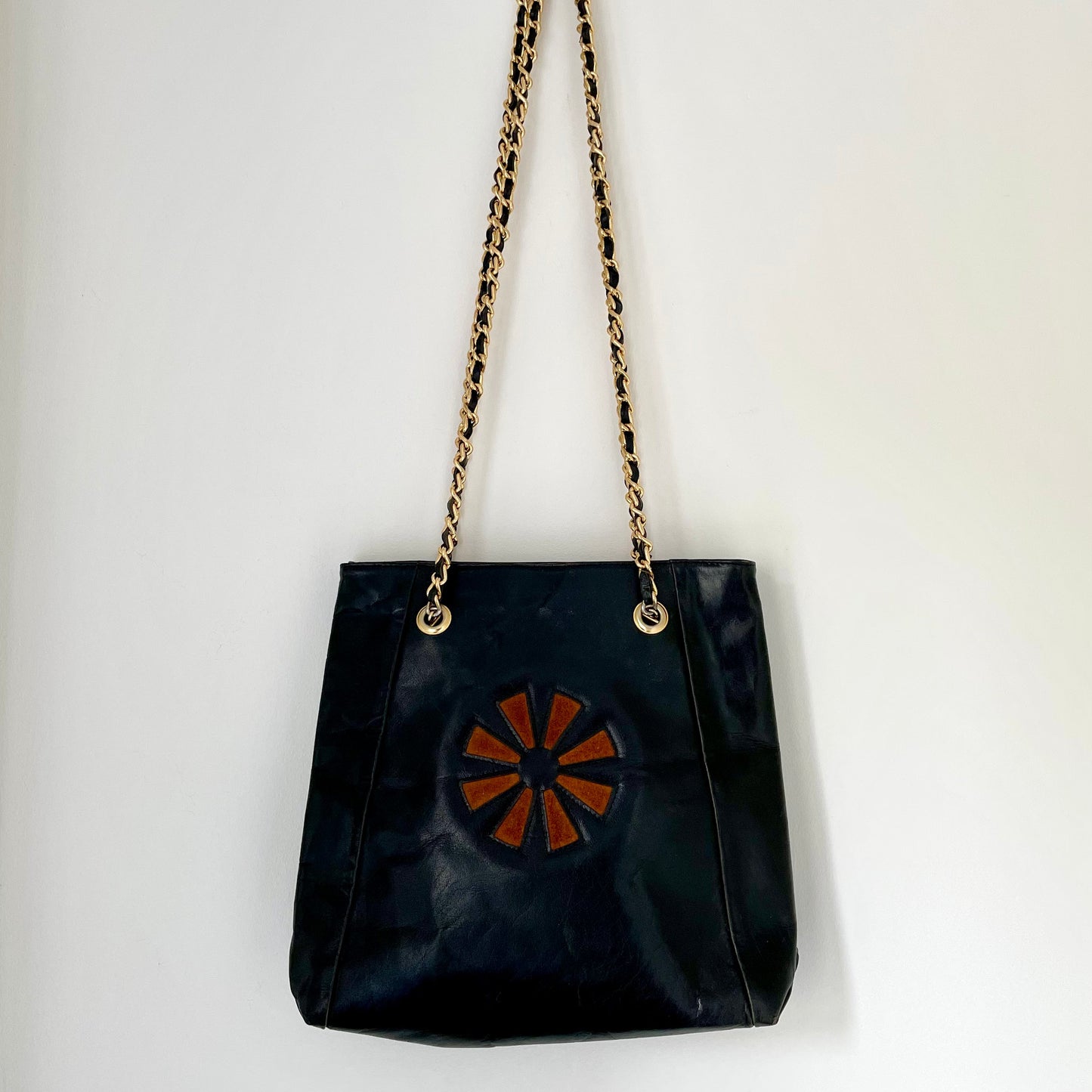 Pink Panther Leather Flower Motif Vintage Shoulder Bag