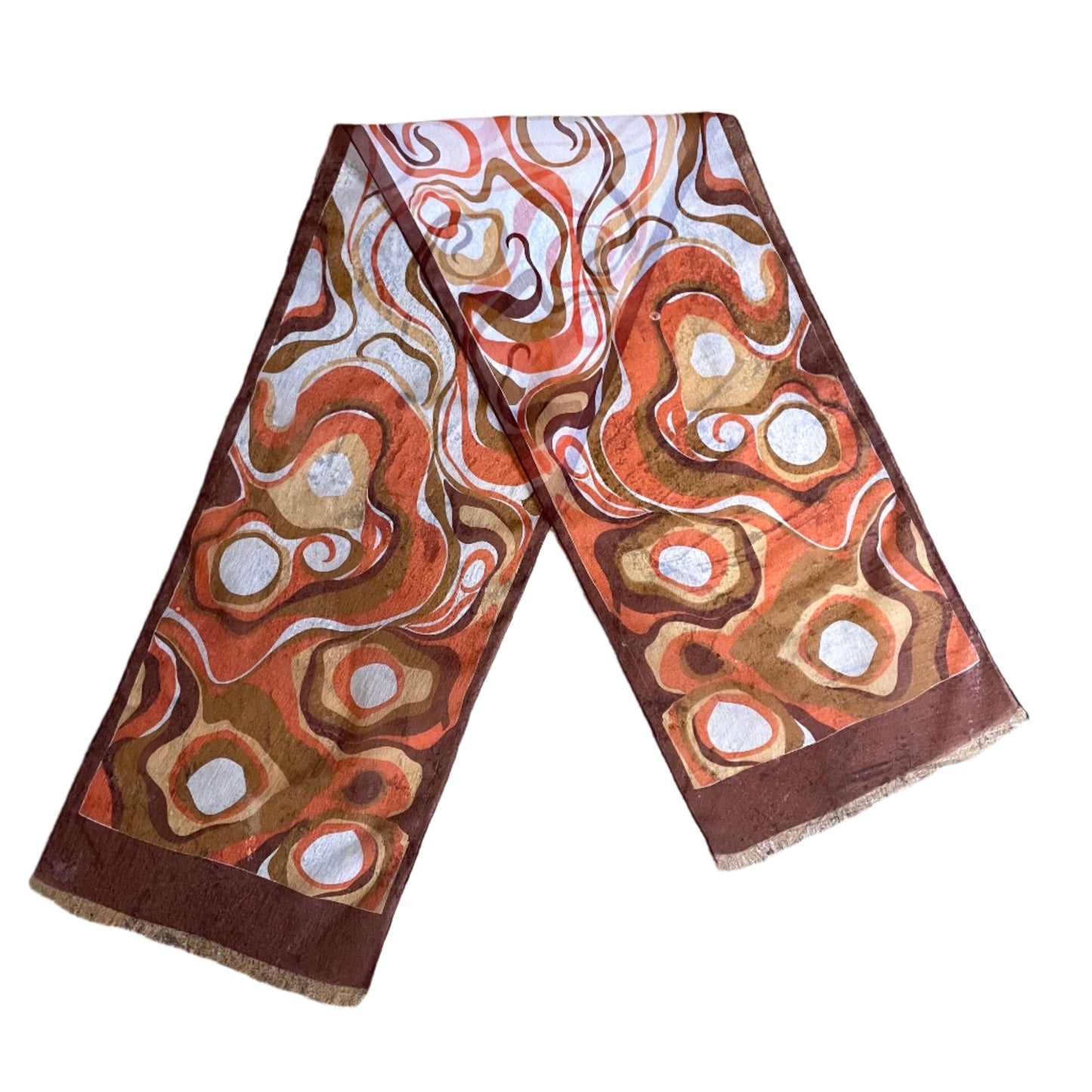 The Orange Swirly One Vintage Scarf Handmade Unique Design