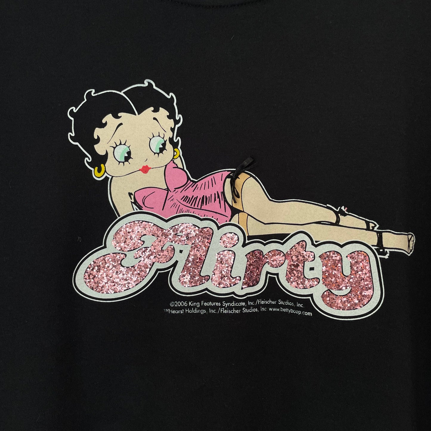 Medium Vintage Betty Boop Flirty Black Sparkly T-Shirt