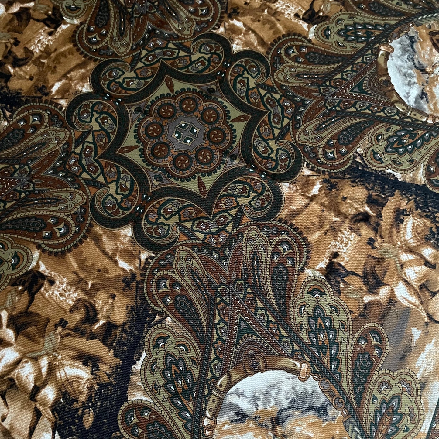 The Horse Scene Scarf. Vintage Scarf | Vintage Accessories | Handmade Unique Design