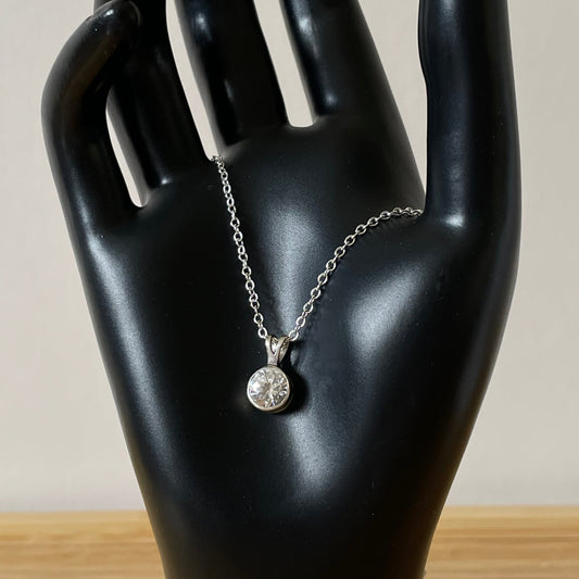 Necklace Vintage Sterling Silver 925 Cubic Zirconia Drop Pendant