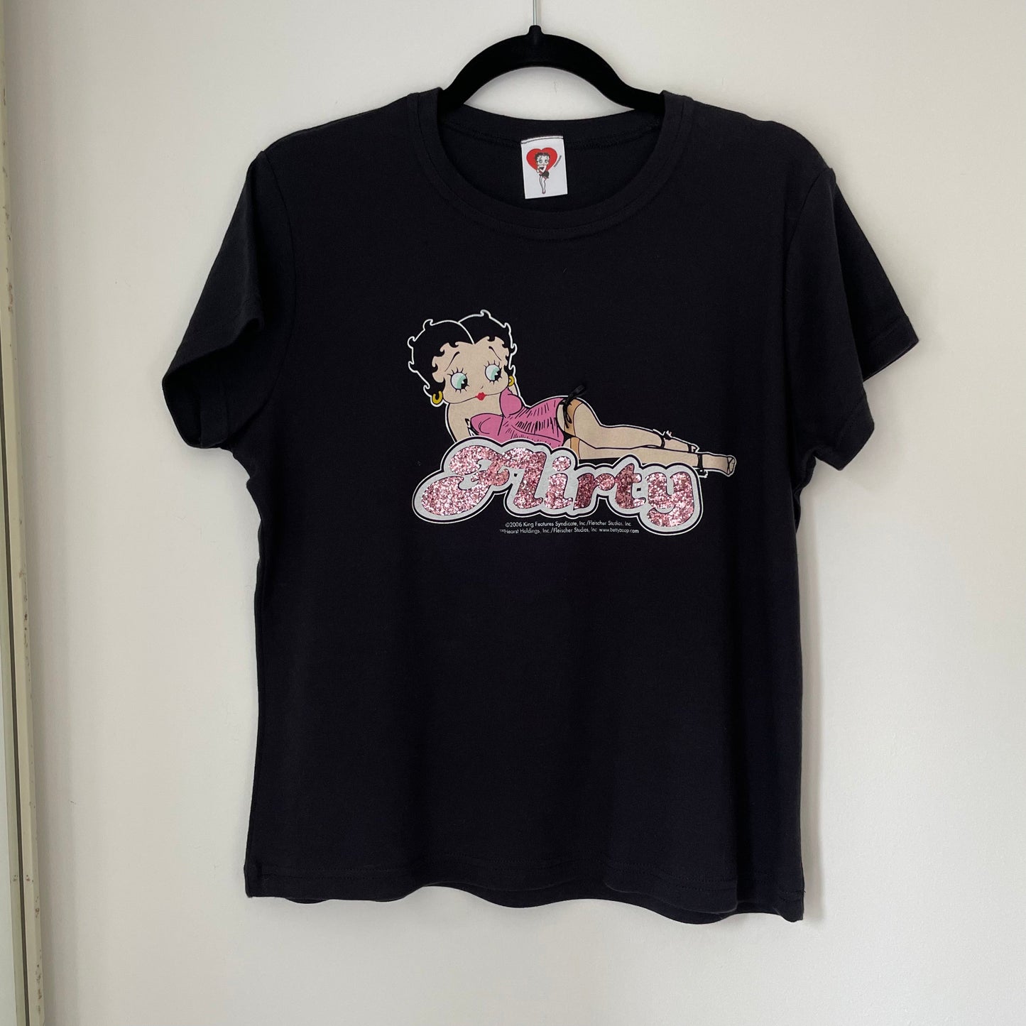 Medium Vintage Betty Boop Flirty Black Sparkly T-Shirt
