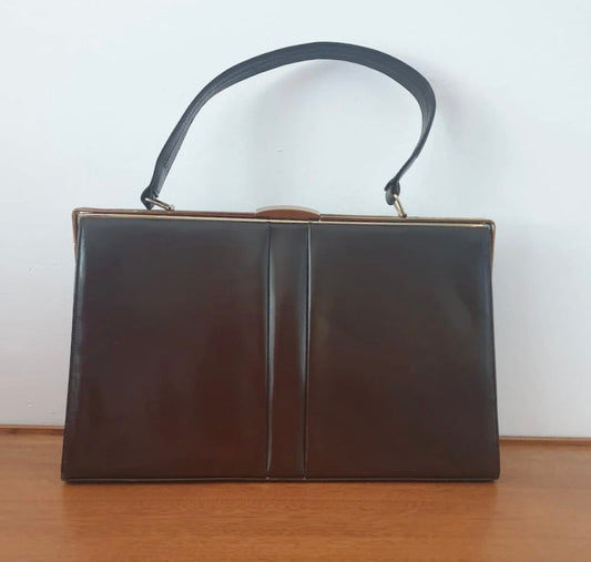 Brown Panel Kelly Handbag Vintage Chic Accessory For Any Outfit