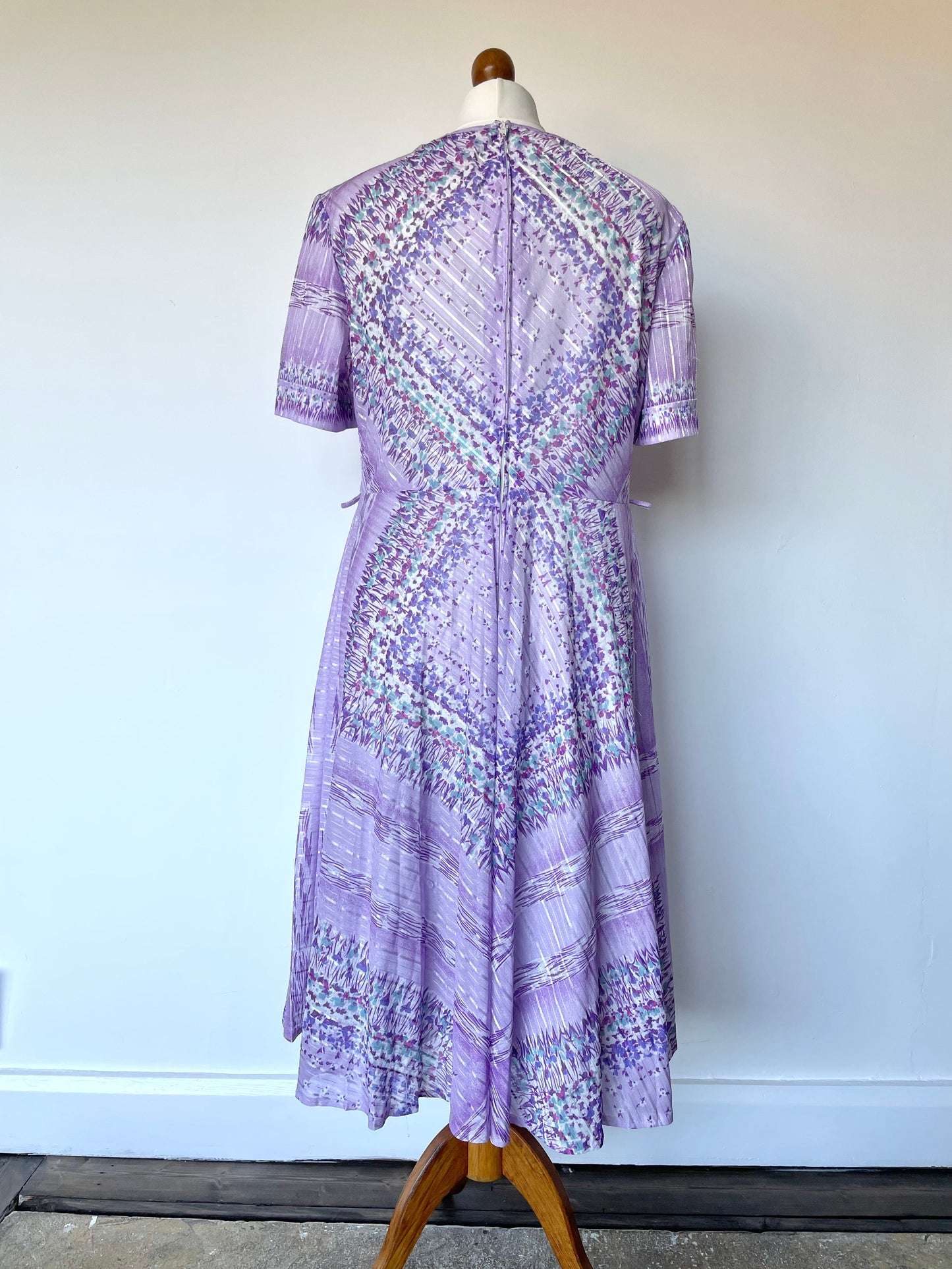 Vintage Your Sixth Sense Purple Flounce Short Sleeve Dress