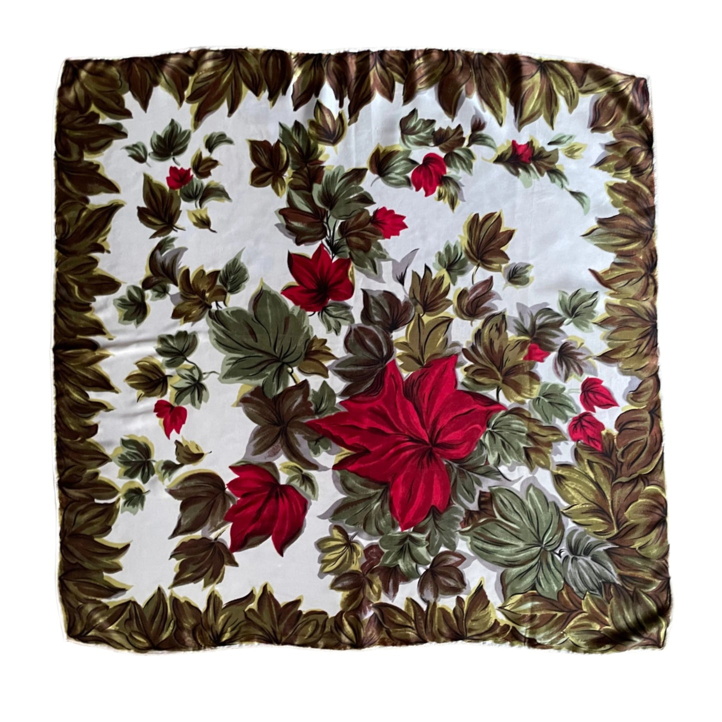 The Red Floral Silk One. Vintage Scarf Vintage Accessories Handmade Unique Design