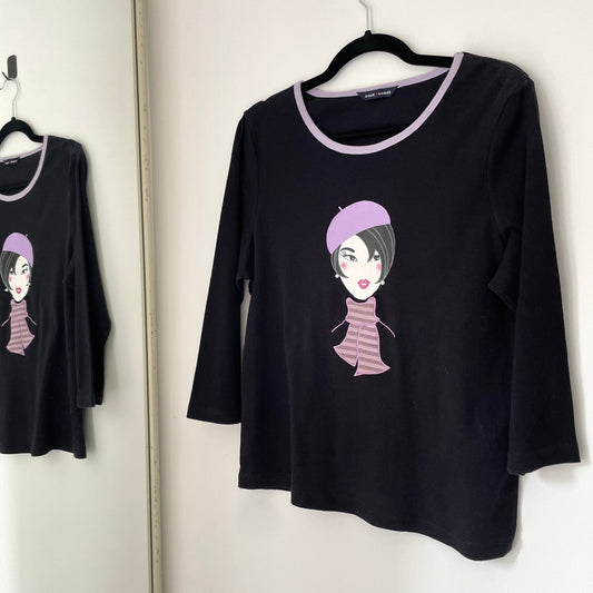 Medium Vintage Beret Girl East Coast 90s Beaded Top