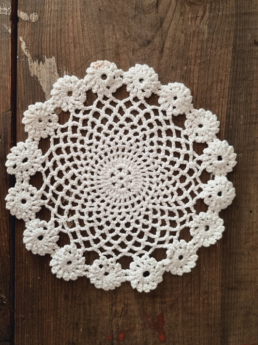 Vintage Cream Small Round Doily