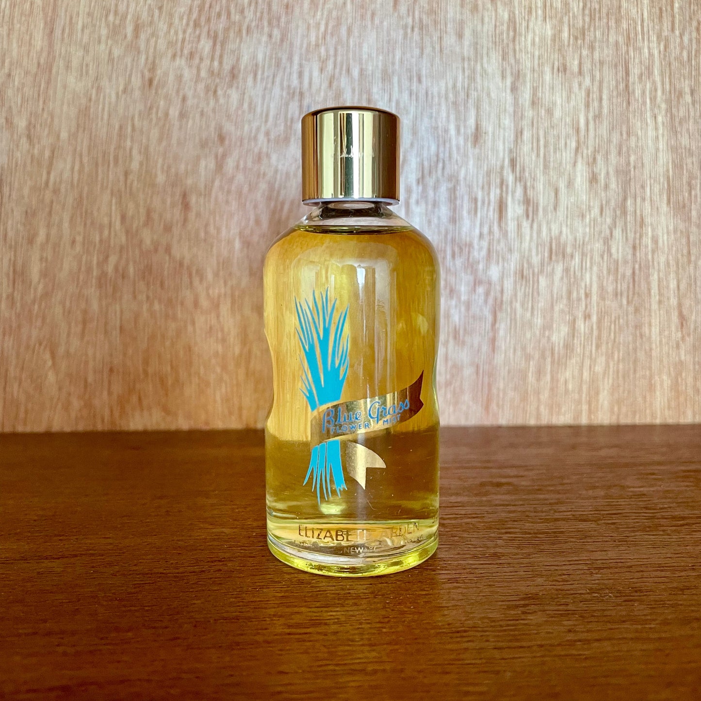 Vintage Blue Glass Flower Mist by Elizabeth Arden, New York. Splash Full Perfume Bottle. Unboxed.