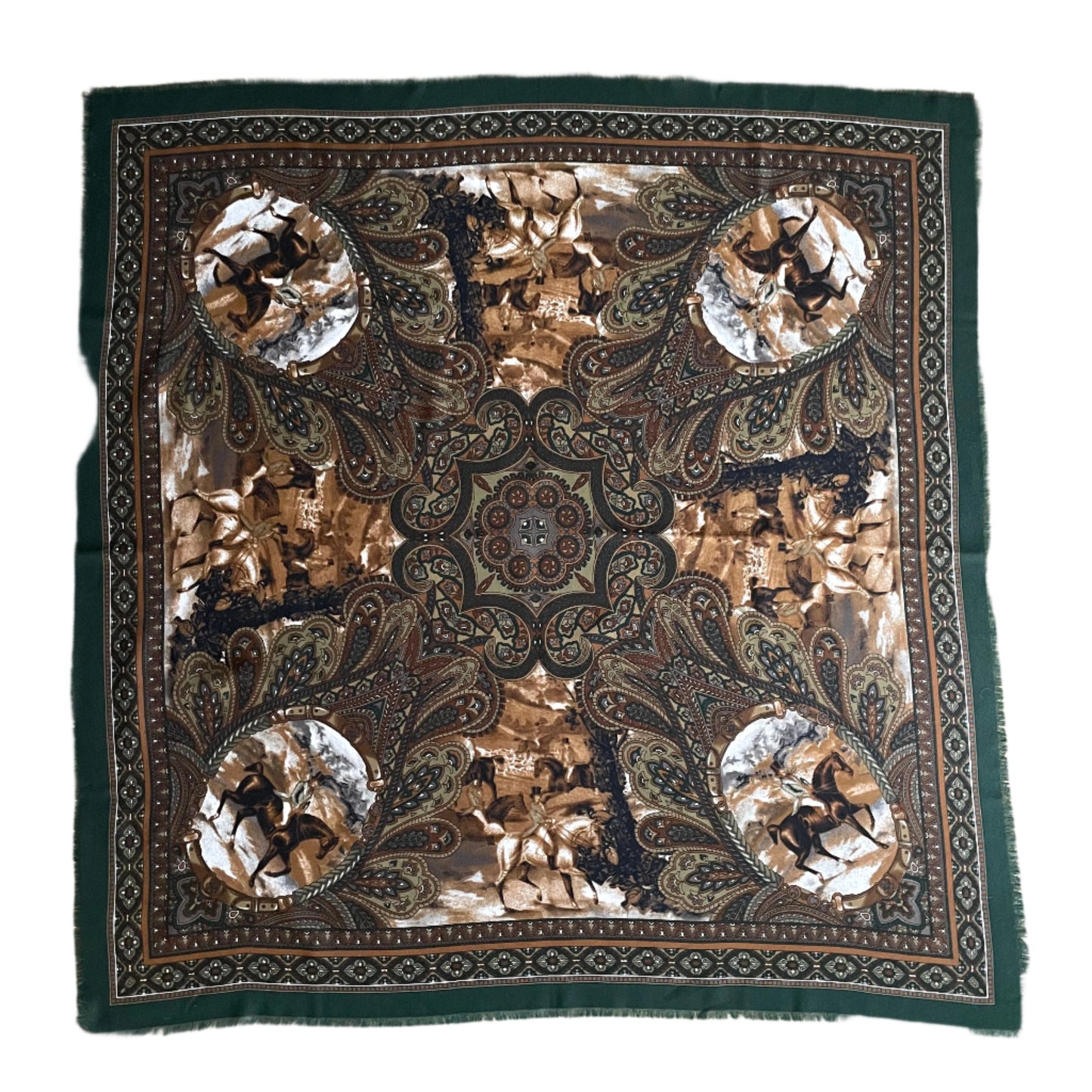 The Horse Scene Scarf. Vintage Scarf | Vintage Accessories | Handmade Unique Design