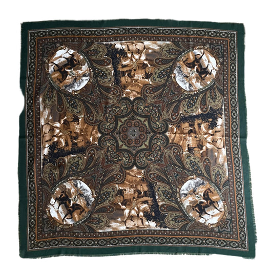 The Horse Scene Scarf Vintage Accessories Handmade Unique Design