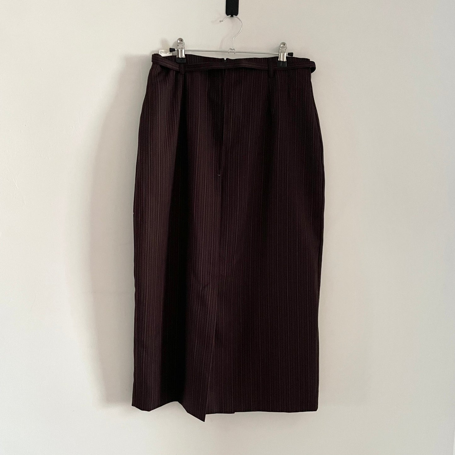 Vintage St Michael Brown Striped Wool Blend Pencil Skirt