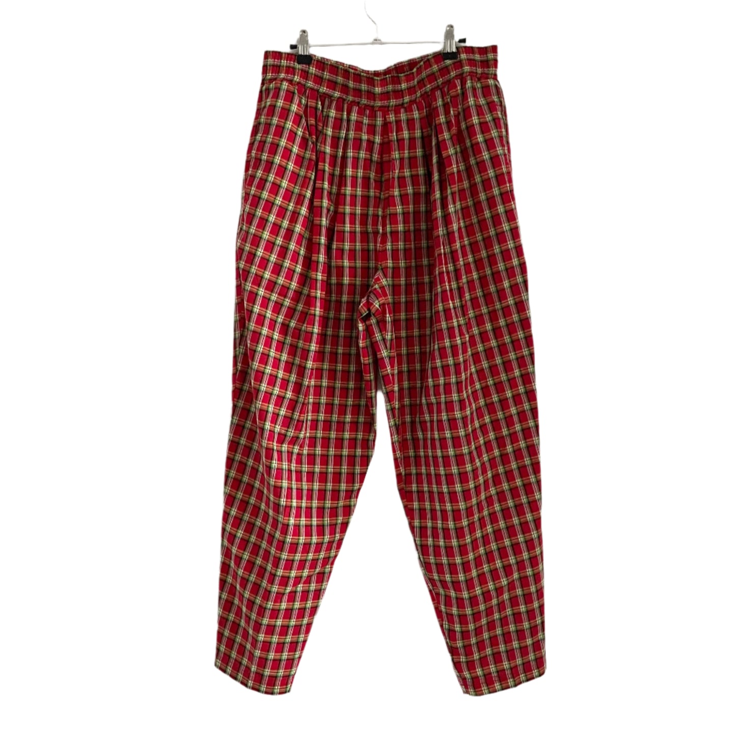 Vintage Merona Tapered Green and Red Elasticated Waist Checkered Trousers