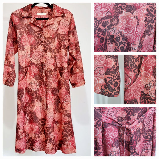 Classics Mid-size Orange Paisley Drop Pocket Shirt Vintage Dress (UK14-16)