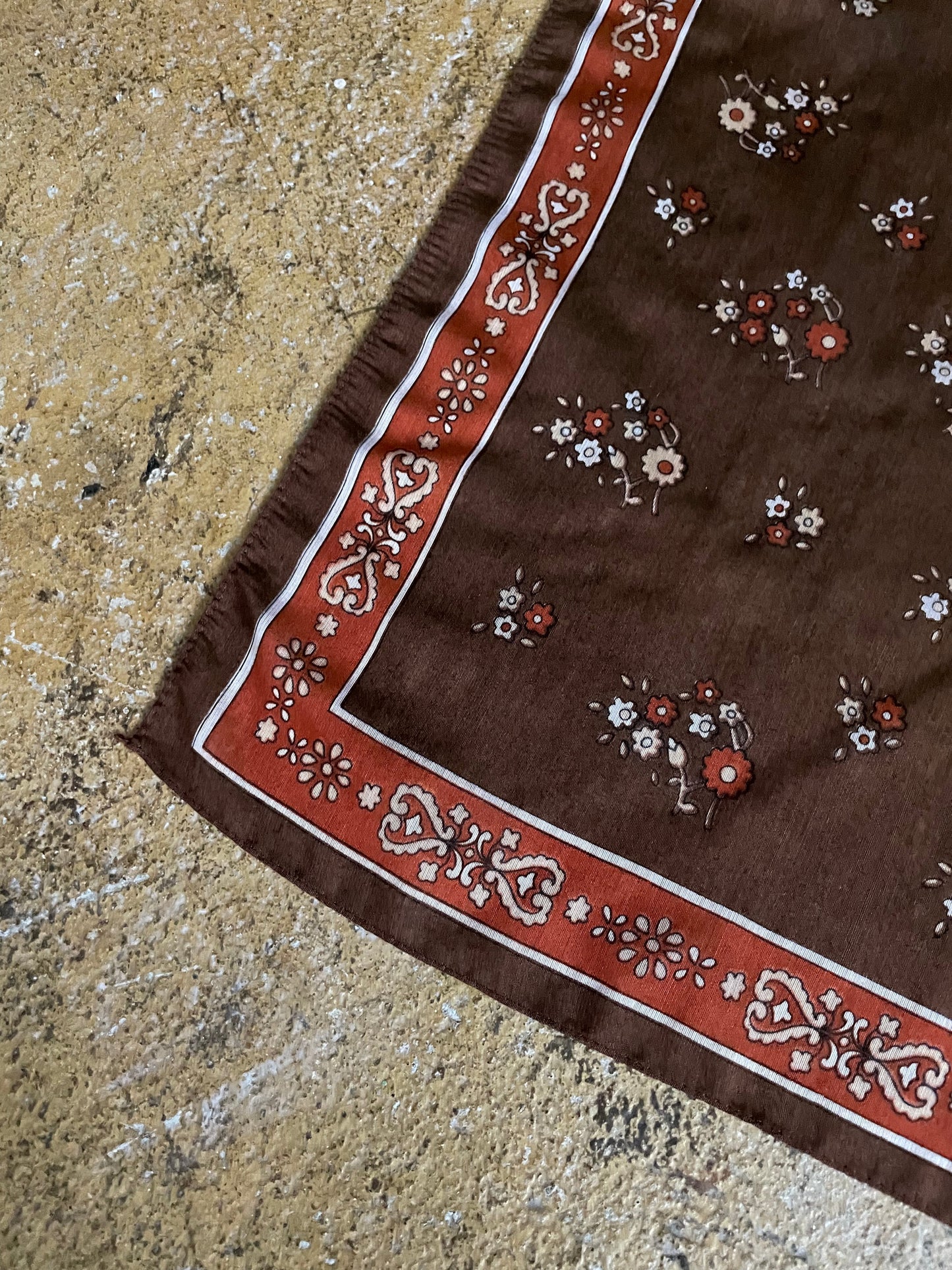 The Brown Floral Neckerchief. Vintage Scarf