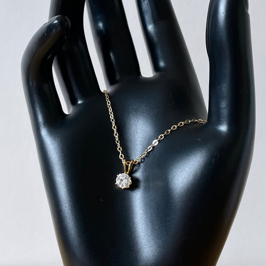 Necklace Vintage Round Gold Tone Cubic Zirconia Drop Pendant