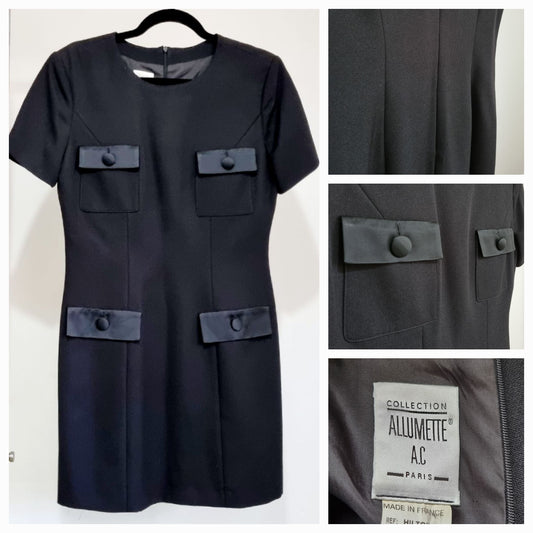 Collection Allumette AC Paris Vintage French Four Pocket Smart Little Black Dress (UK10-12)