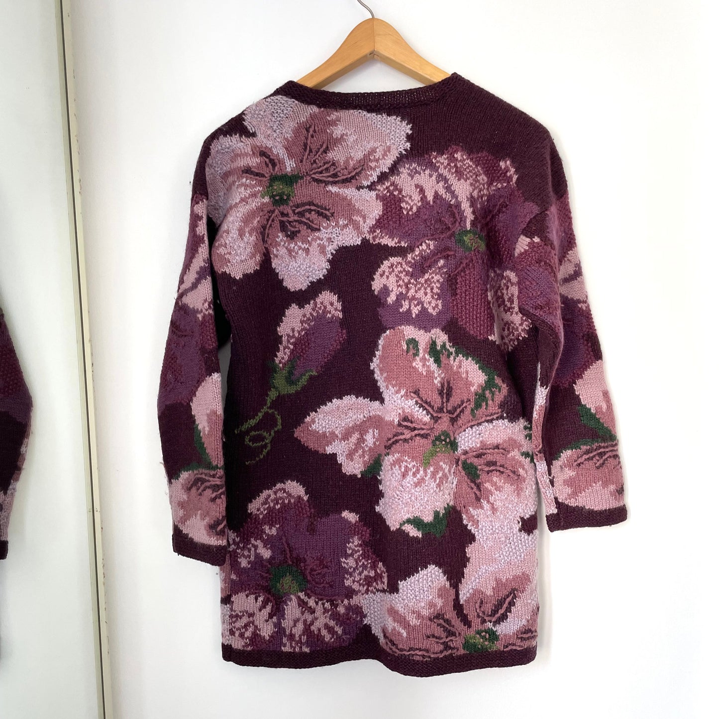 Vintage Laura Ashley Purple Floral Wool Jumper Statement Piece