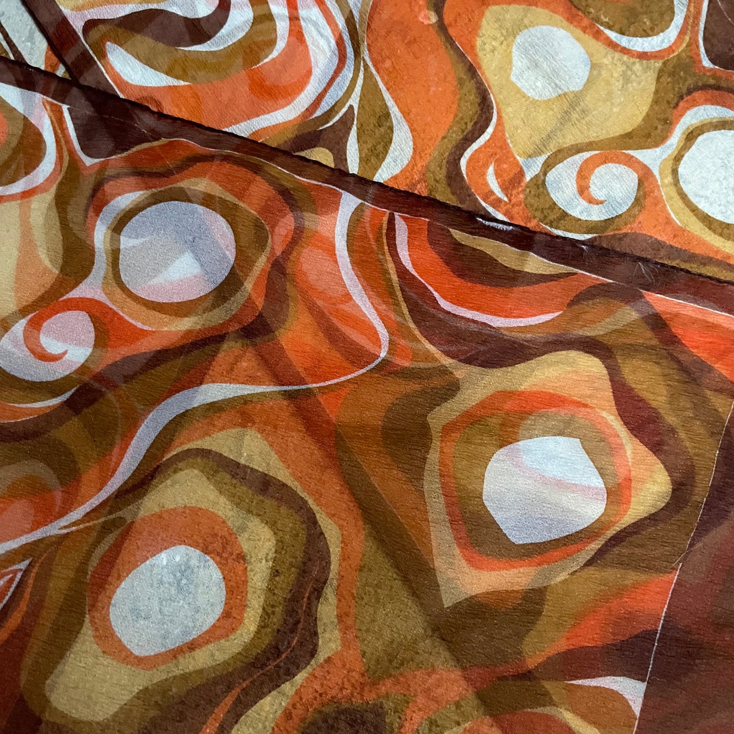 The Orange Swirly One Vintage Scarf Handmade Unique Design