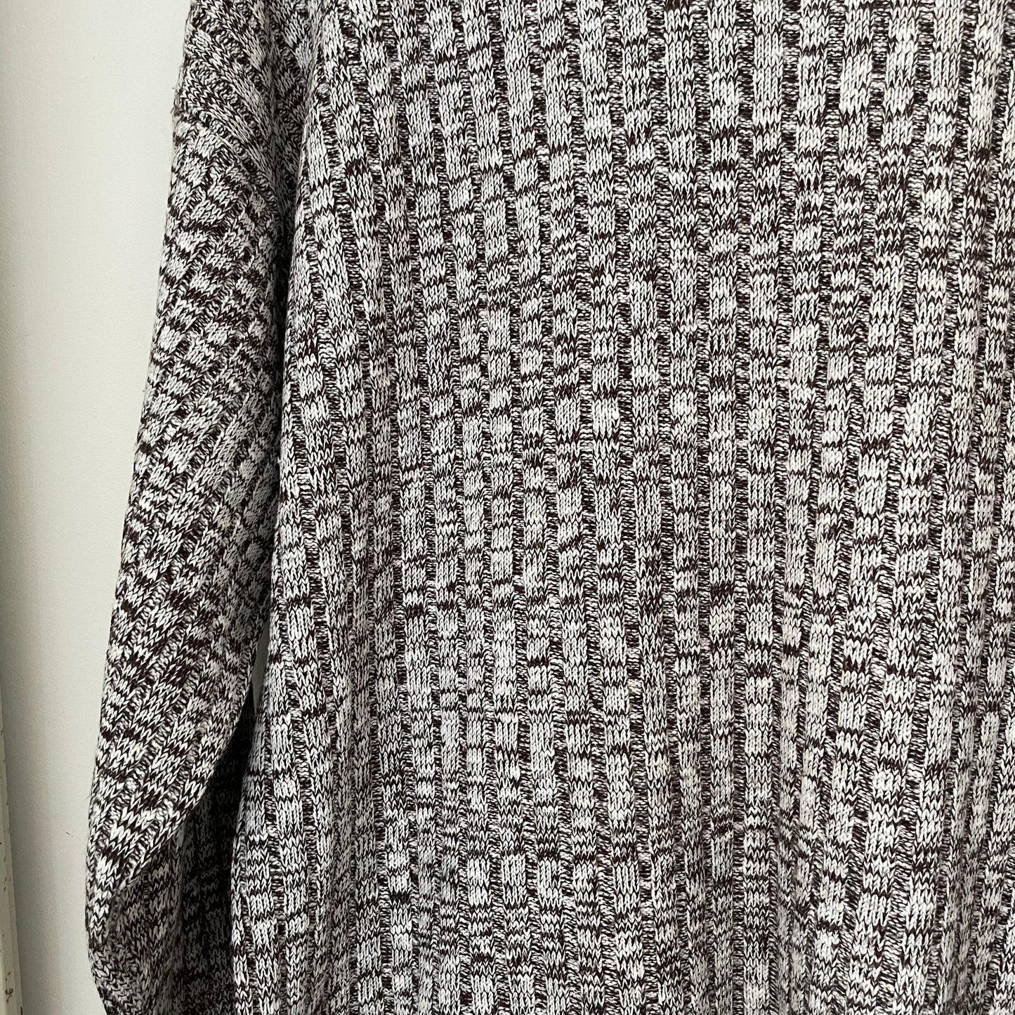 Vintage Lewis Flecked Brown and White Split Hem Jumper. Made in England