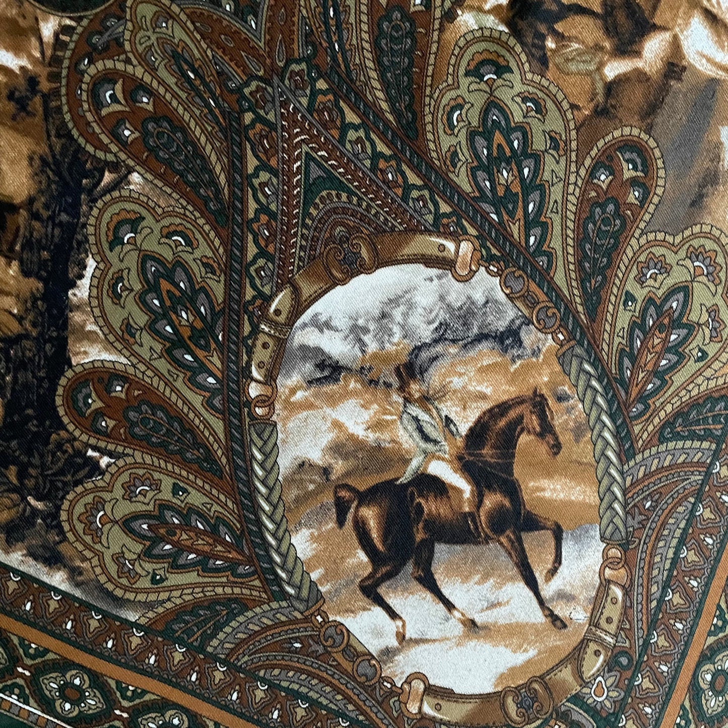 The Horse Scene Scarf. Vintage Scarf | Vintage Accessories | Handmade Unique Design