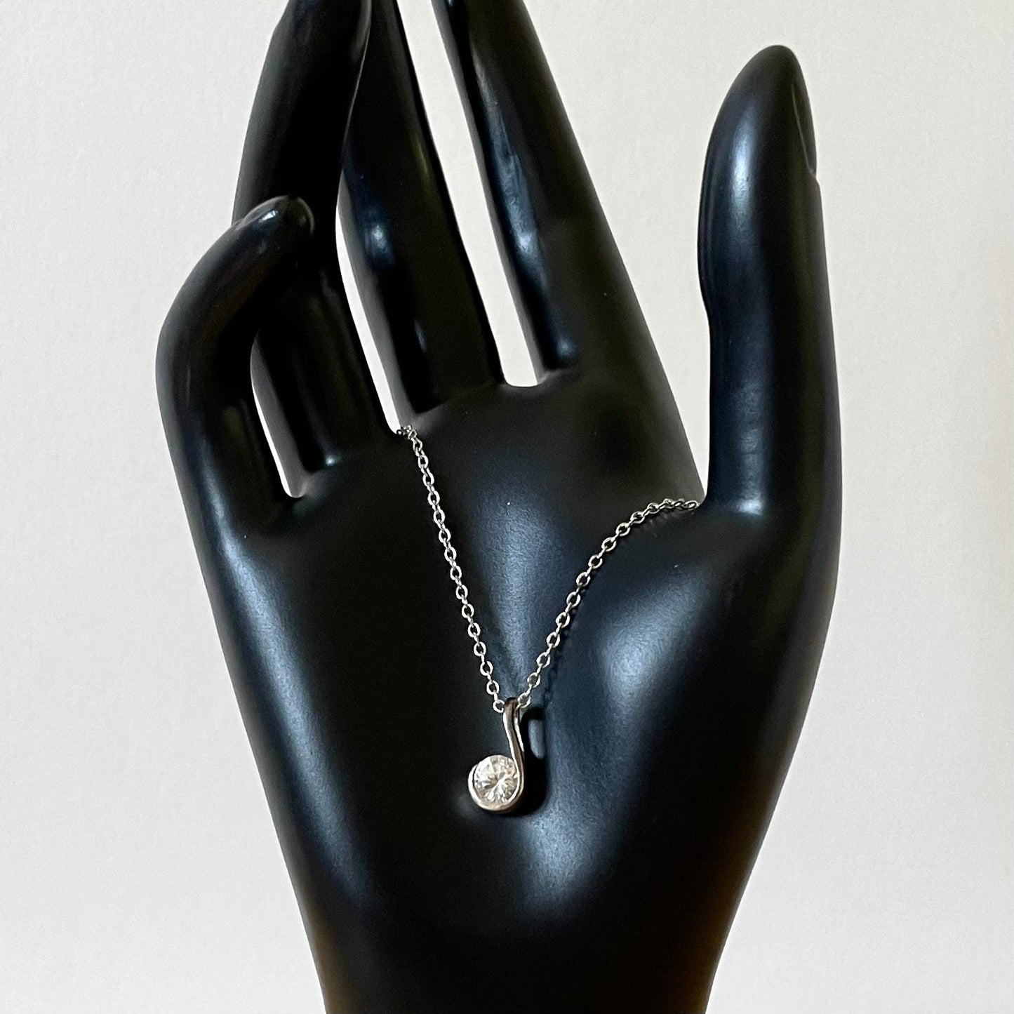 Necklace Vintage Asymmetric Cubic Zirconia Sterling Silver 925 Drop