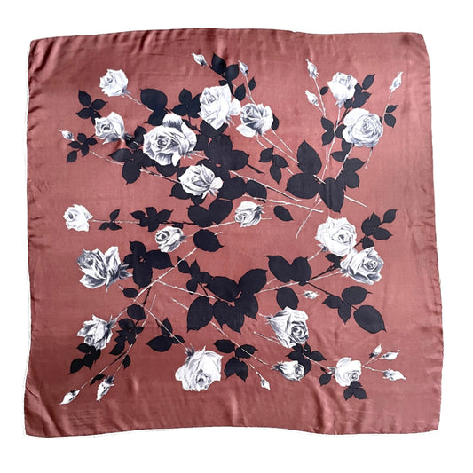 The Brown Rose One Vintage Scarf Handmade Unique Design