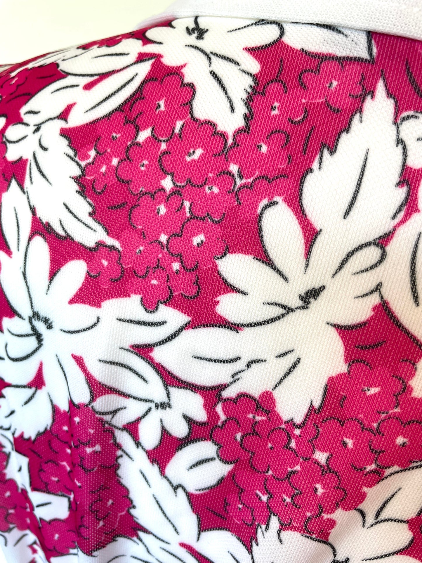 Vintage Pink and White Floral Sleeveless Shift Dress Made in England