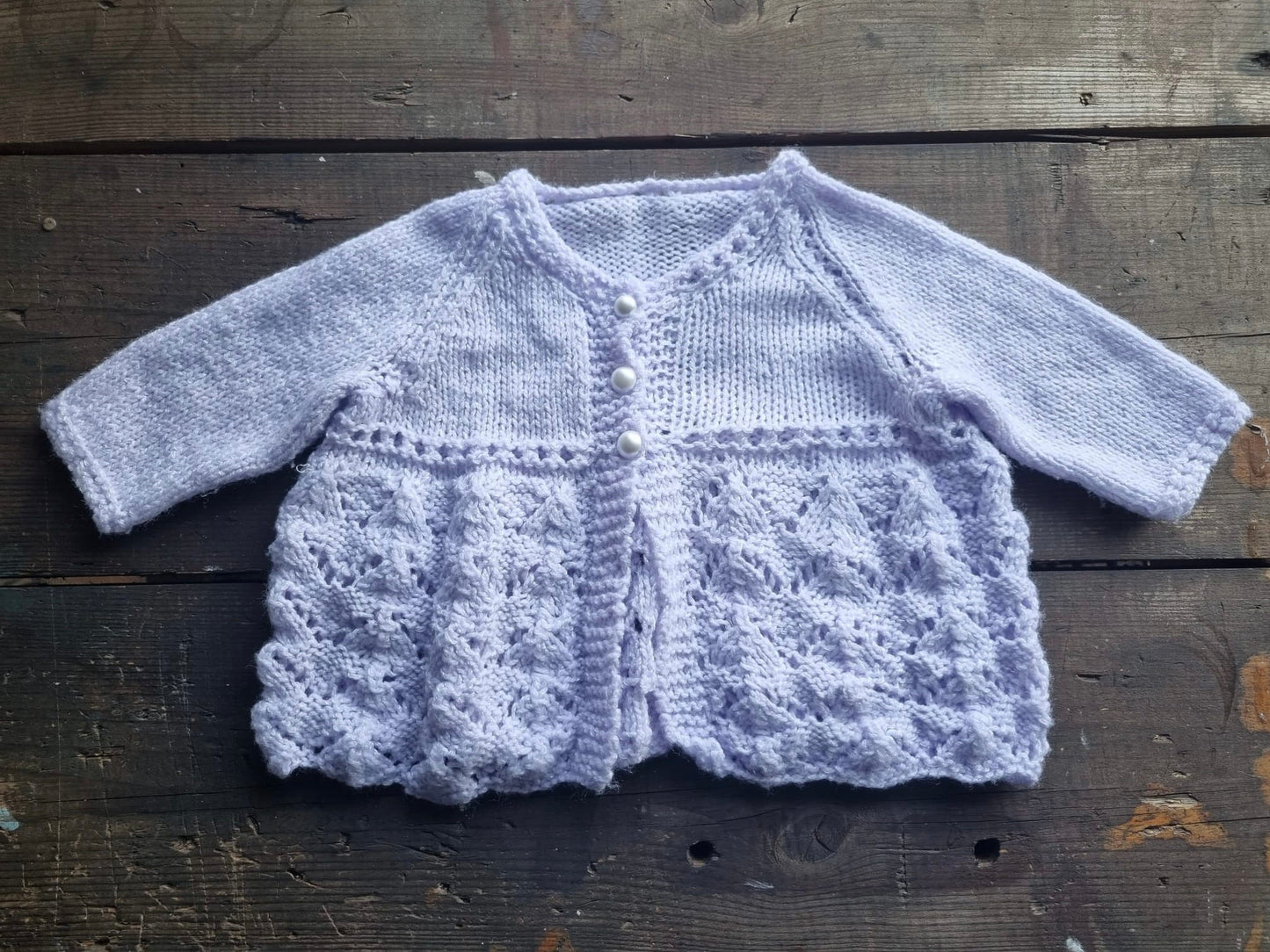 Vintage Purple Lilac Crocheted Children's Cardigan