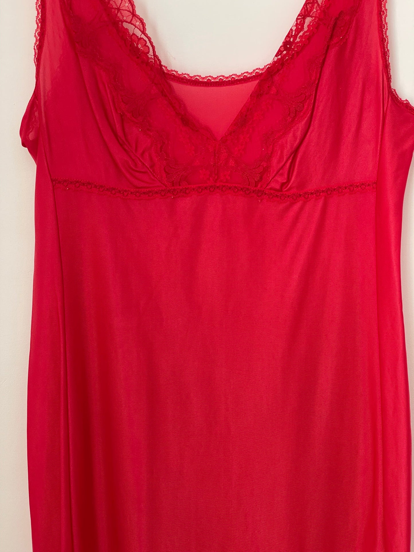 Vintage Red Plunge Neck Slip Dress