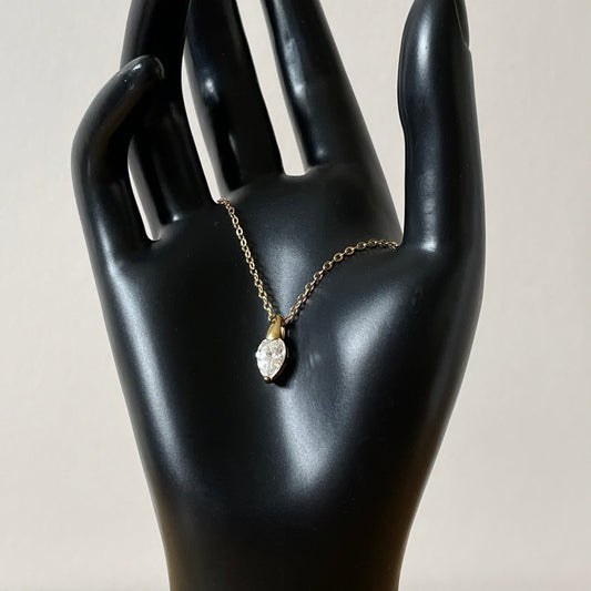 Necklace Vintage Teardrop Cubic Zirconia Gold Tone Pendant