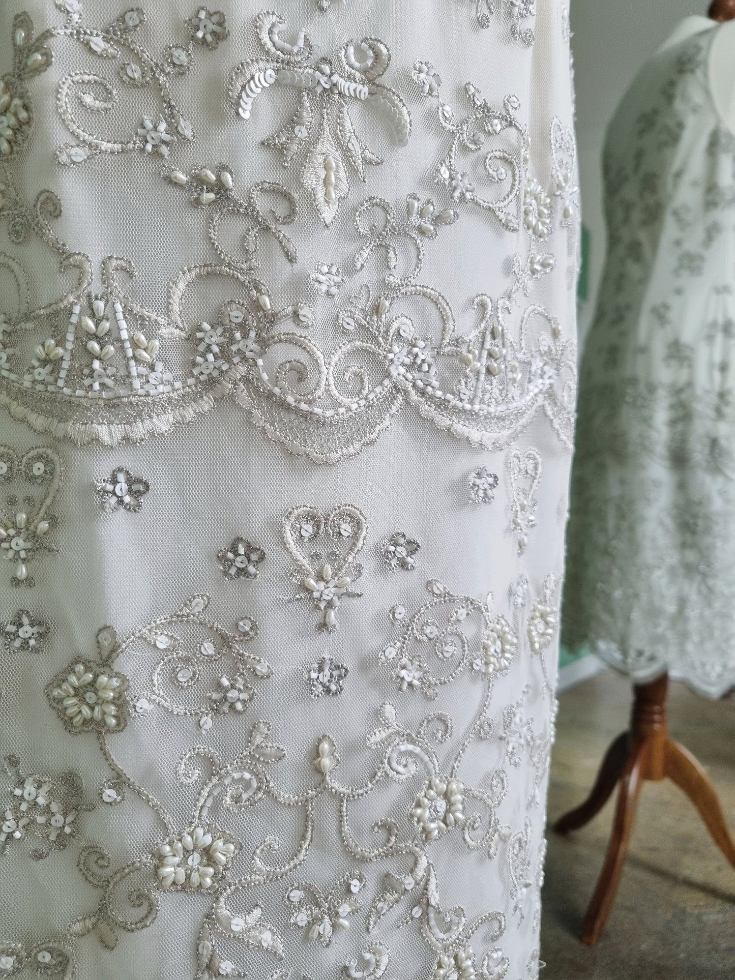 The Daisy Wedding Dress. Gatsby Glam Cream Beaded Vintage Bridal Dress.