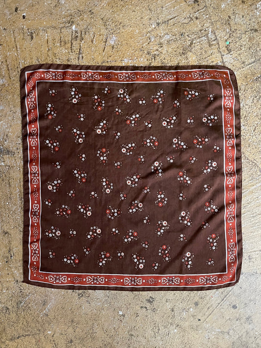 The Brown Floral Neckerchief. Vintage Scarf