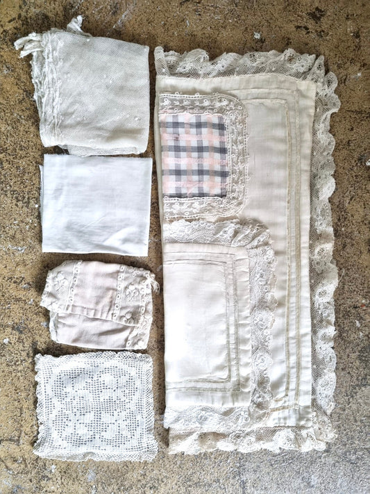 Vintage Antique Baby Items Job Lot of 7 Blankets, Clothes, Shawls