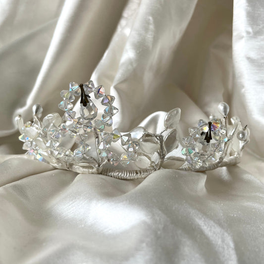 Vintage White Wire and Beaded Detail Wedding Tiara 1920s