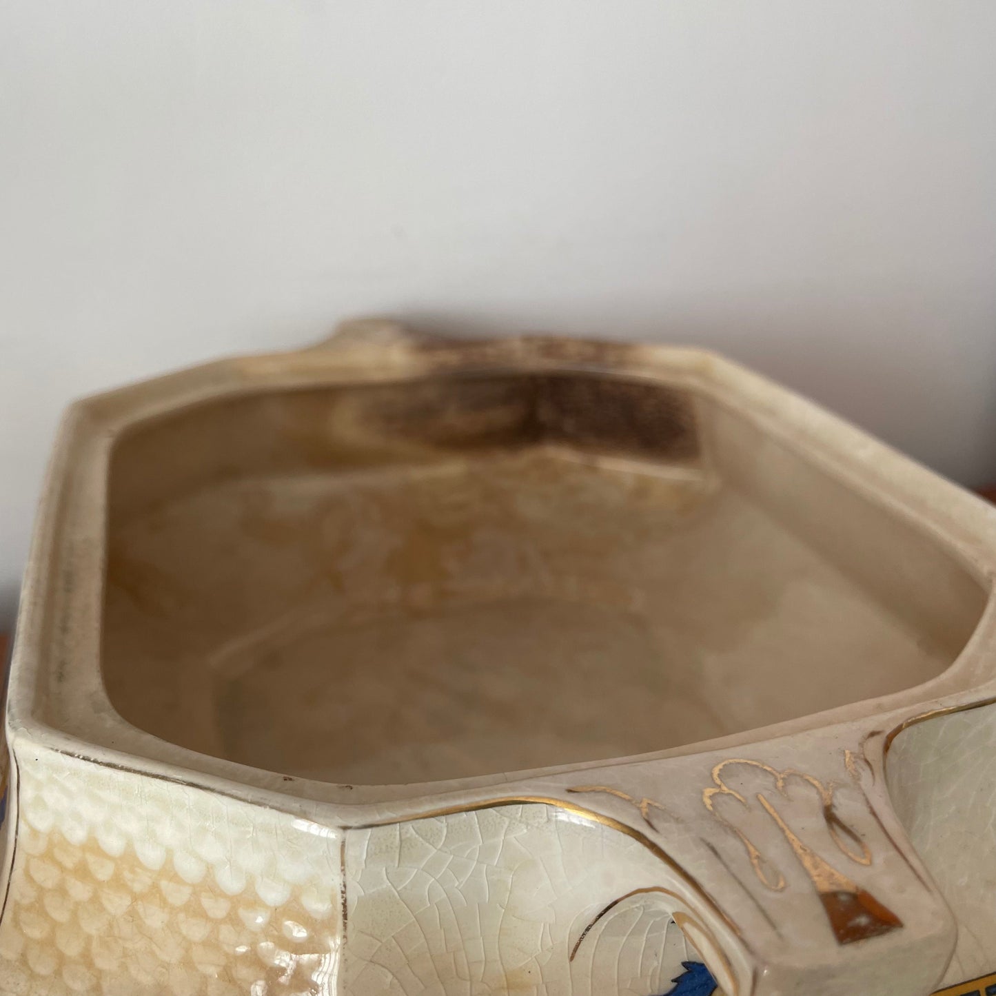 Vintage Royal Venton Ware John Steventon & Sons Serving Dish with Lid. Yellow, Blue and White Floral Pattern.