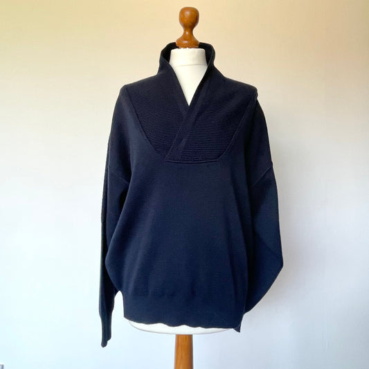 Vintage Navy Blue Sea Breeze St Michael Cowl Neck Jumper