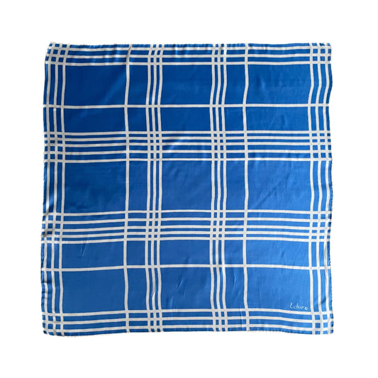 The Blue Checkered One Vintage Scarf Unique Handmade Accessory