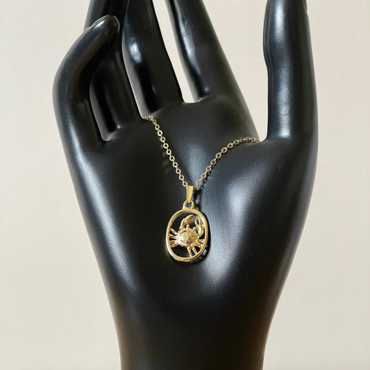 Necklace Vintage Crab Gold Tone 70s Cancer Zodiac Pendant