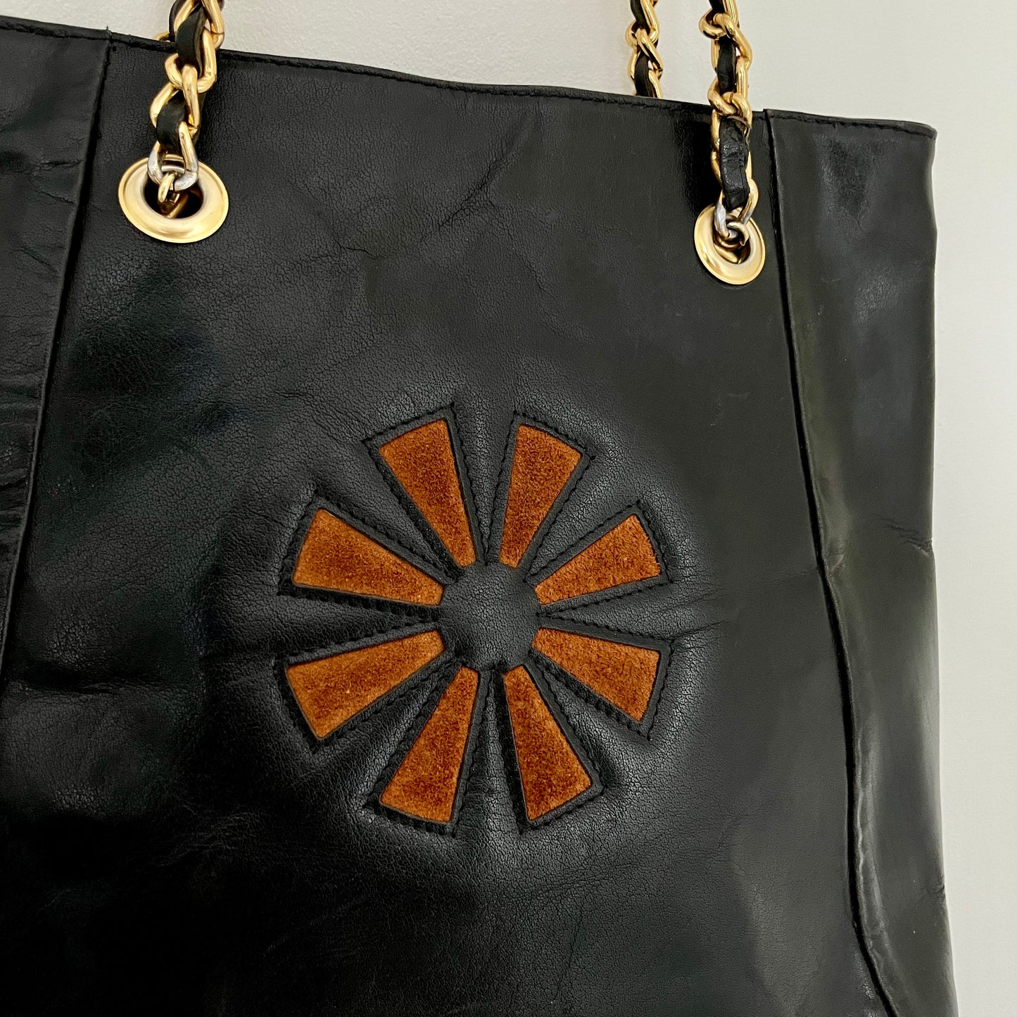 Pink Panther Leather Flower Motif Vintage Shoulder Bag