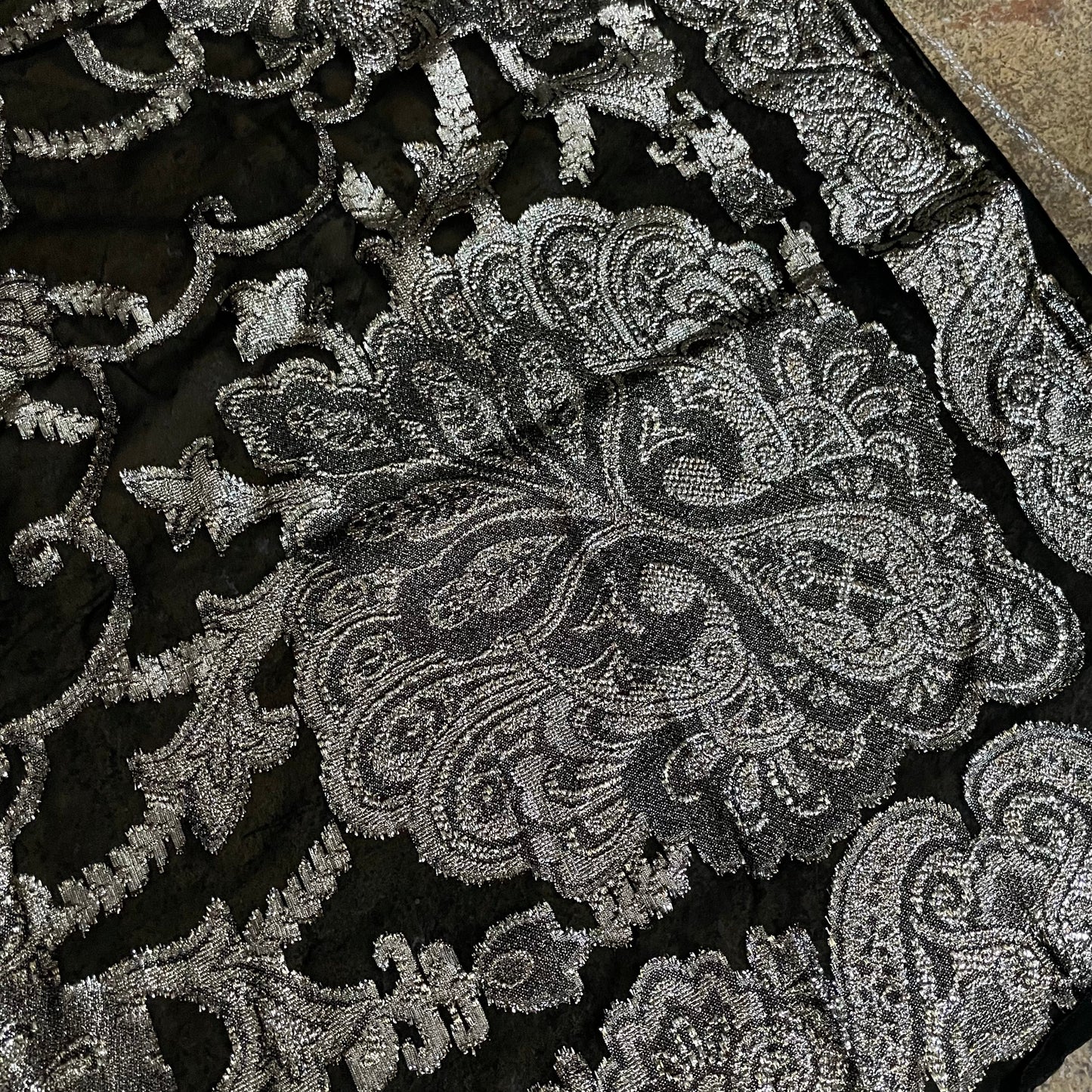 The Black Sparkly One Vintage Scarf Unique Handmade Accessory