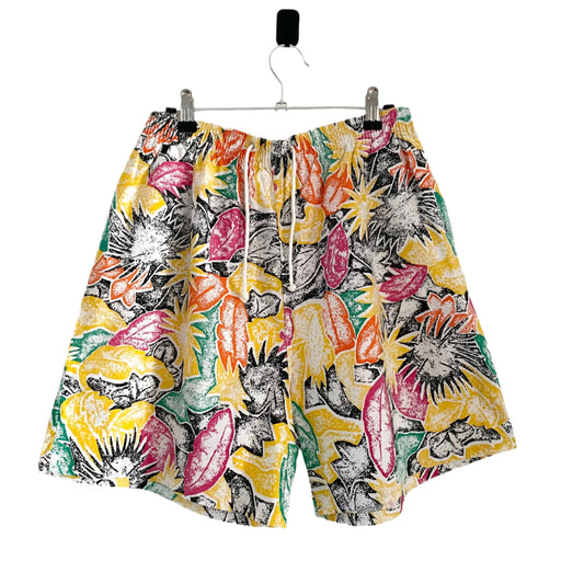 Vintage Black and White Star Pattern Abstract Drawstring Cotton Shorts