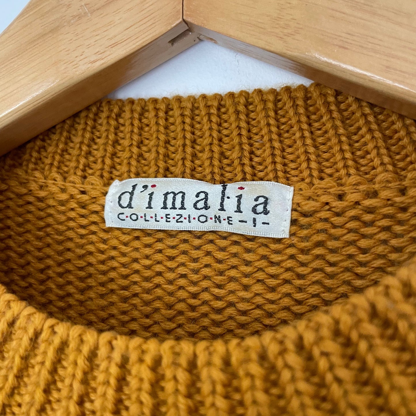 Vintage Yellow, Blue and Brown D'Imalia Collezione Fringed Embroidered Jumper