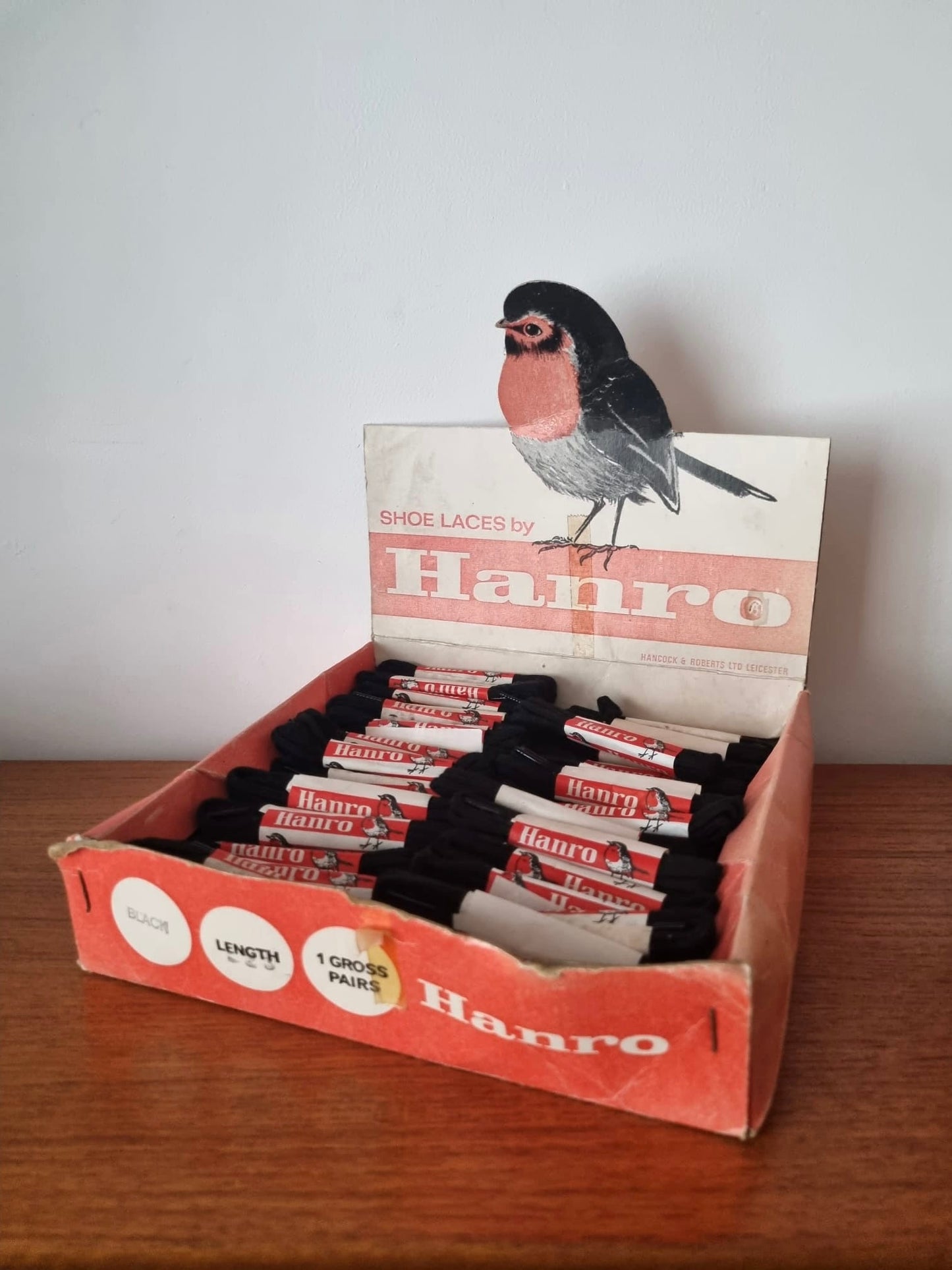 Vintage Hanro Black Shoe Laces Job Lot of 97 Pairs in Box