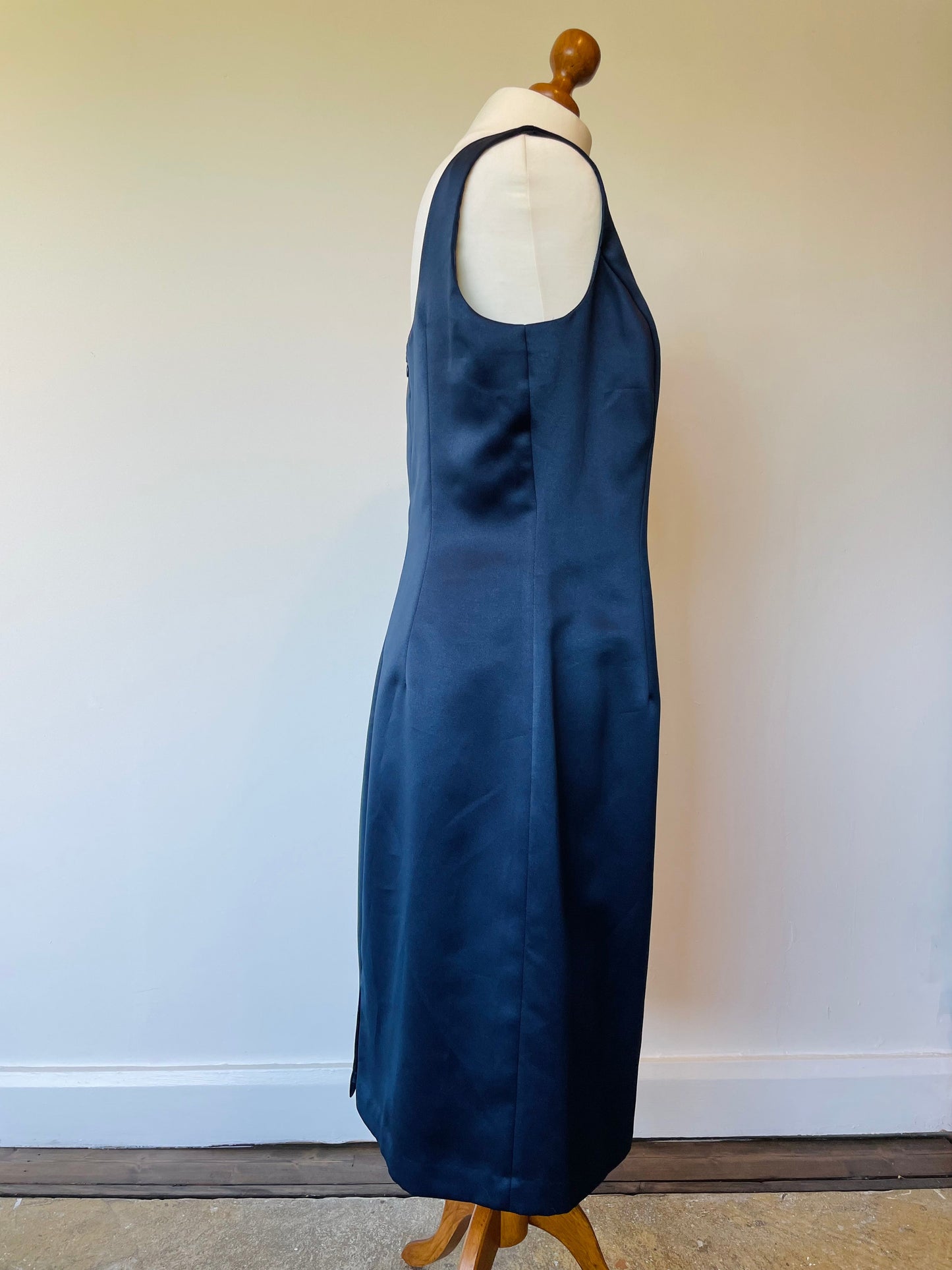 Vintage Ever Beauty Sleek Navy Blue Sleeveless Pencil Dress. Made in the U.S.A