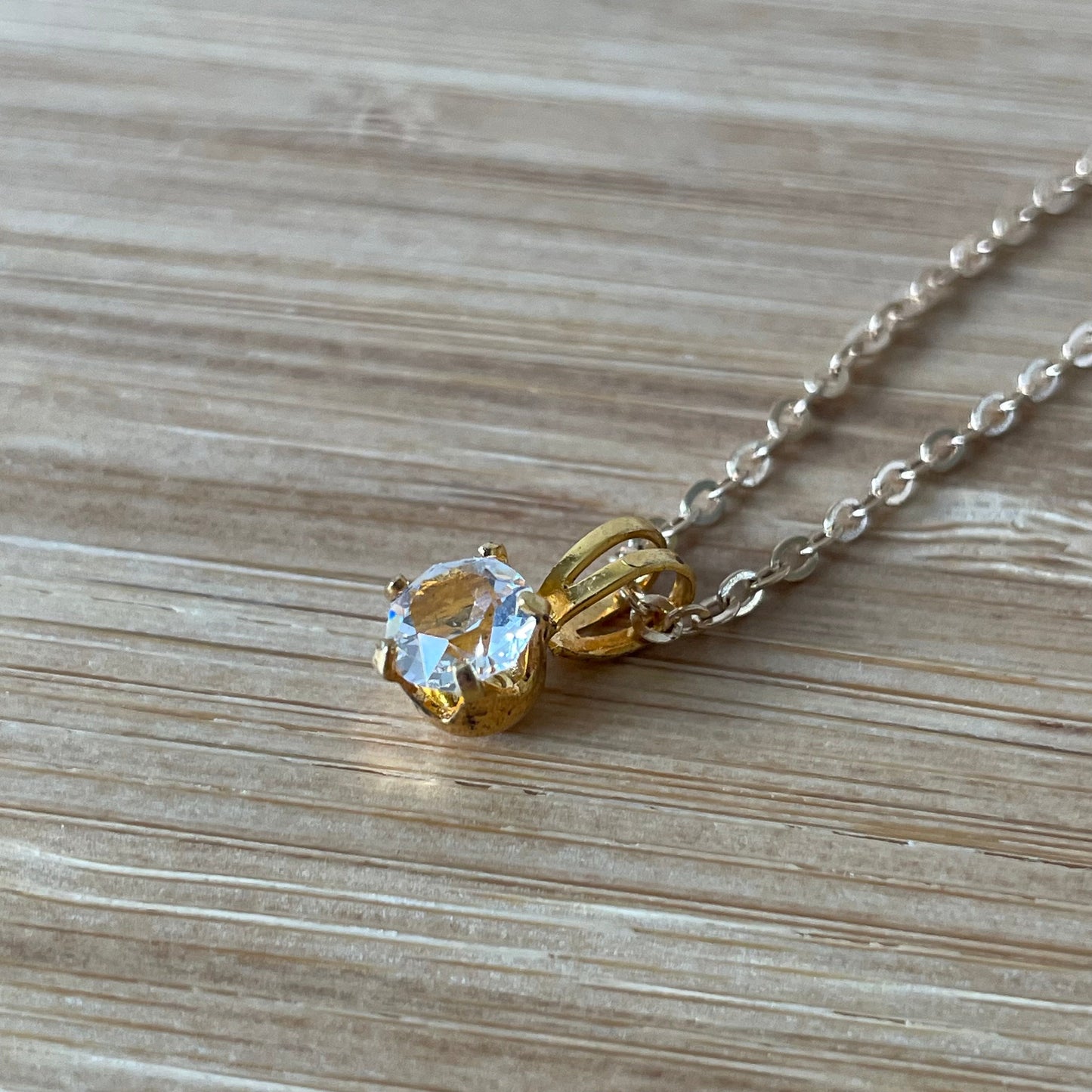 Necklace Vintage Round Gold Tone Drop Cubic Zirconia Pendant