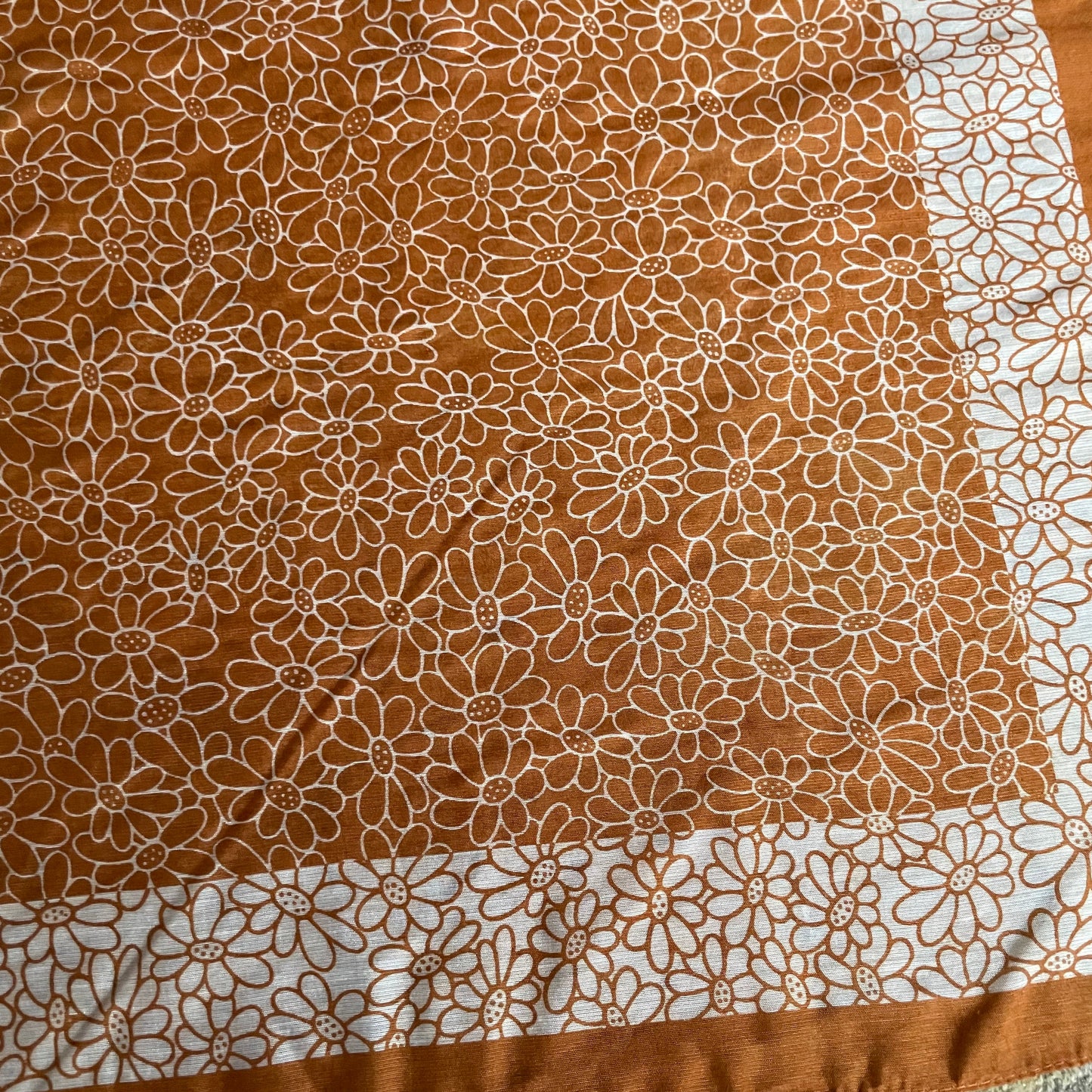 The Rust Brown Floral One Vintage Scarf Handmade Unique Design