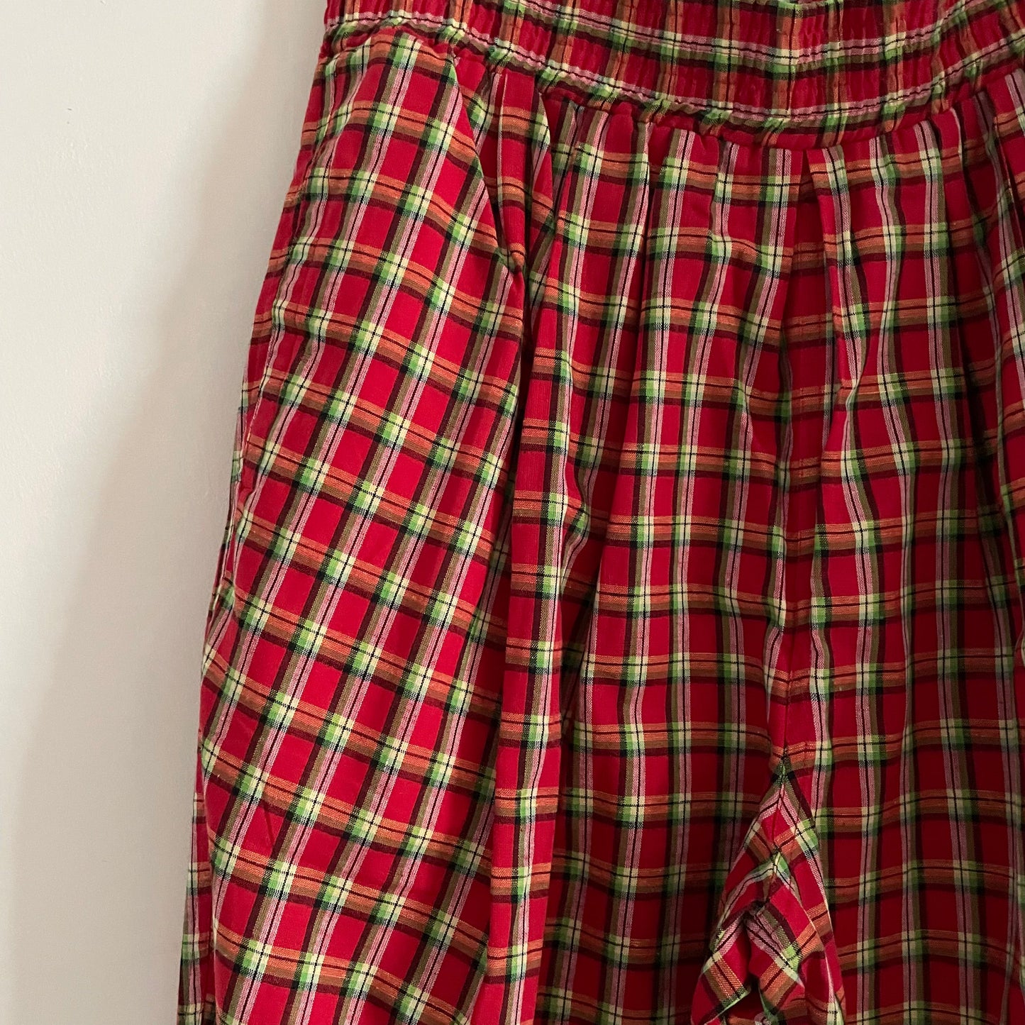 Vintage Merona Tapered Green and Red Elasticated Waist Checkered Trousers