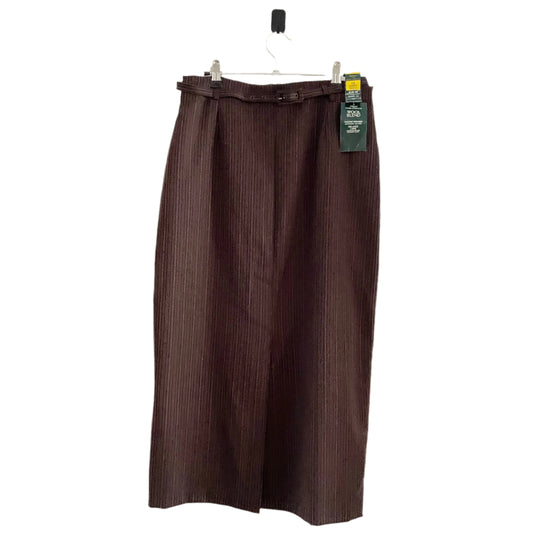Vintage St Michael Brown Striped Wool Blend Pencil Skirt